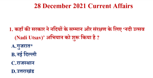 Current Affairs 28 December 2021: Daily in Hindi PDF