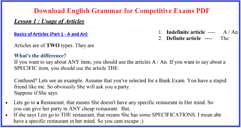 Download English Grammar for Competitive Exams PDF