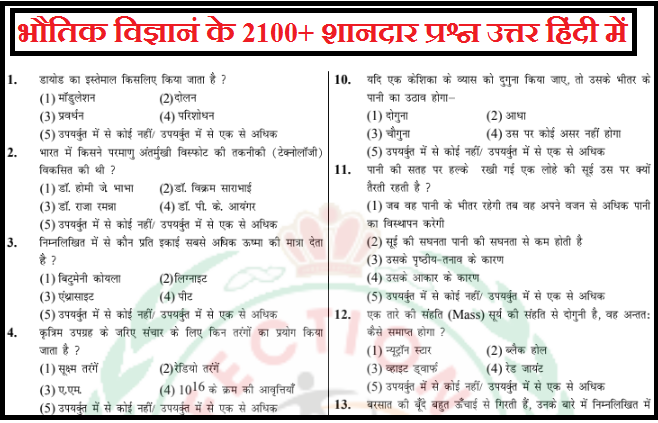 2100+Physics MCQ PDF in Hindi Download