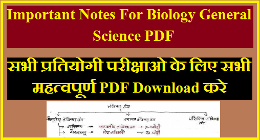 Important Notes For Biology General Science PDF| बायोलॉजी के महत्वपूर्ण नोट्स