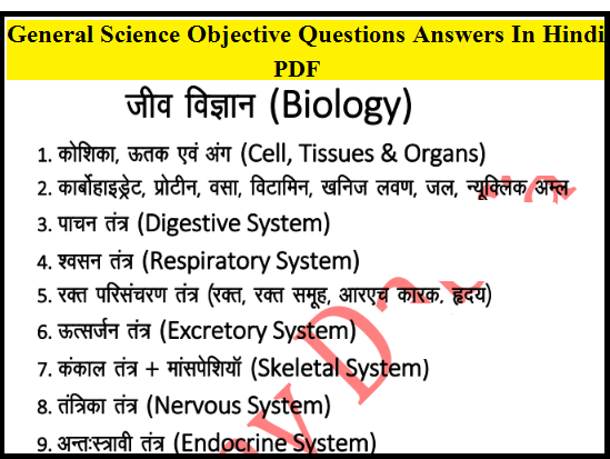 General Science Objective Questions Answers In Hindi PDF| [हिंदी] सामान्य विज्ञानं के शानदार प्रश्न