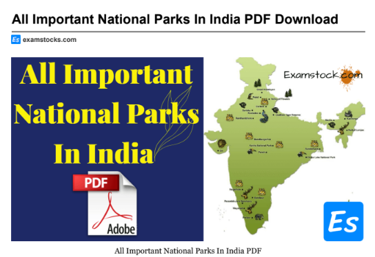 India National Parks In Hindi PDF