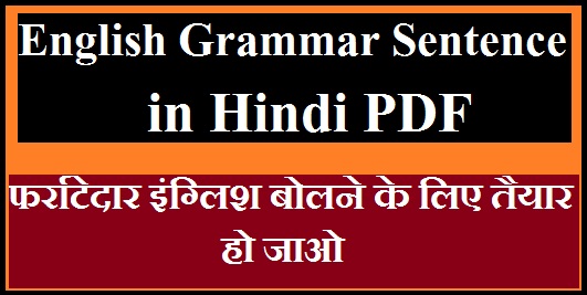 English Grammar Sentence in Hindi PDF