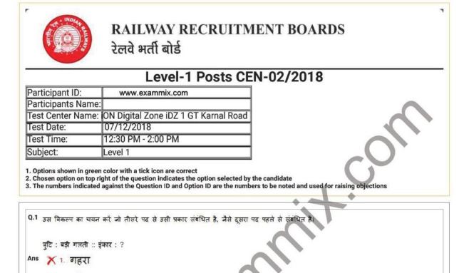 RRB Group D Previous Year Question Paper PDF with Solution