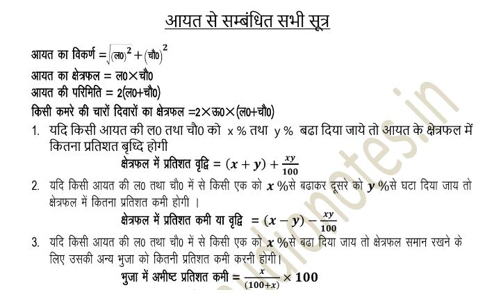 All Mensuration Formula in Hindi PDF